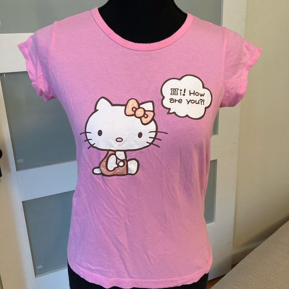 2 Pc. Pajamas: Hello Kitty Pink Women’s with Flannel Bottoms & Pink Satin Belt